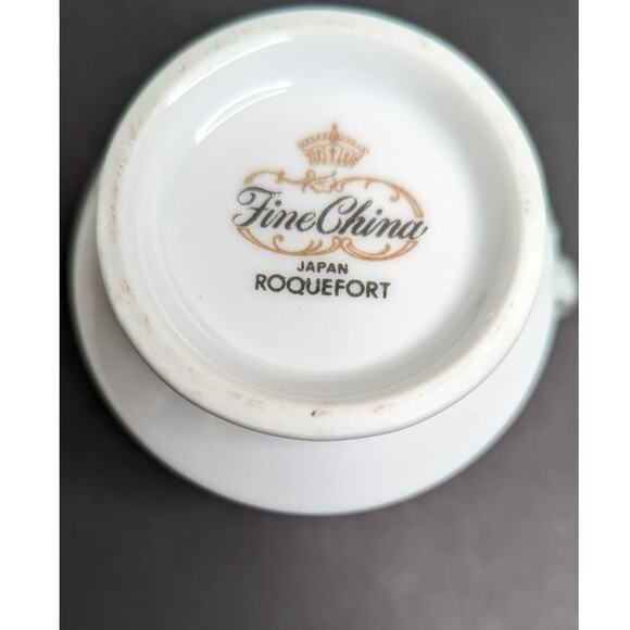 Fine China Japan Roquefort Creamer Sugar Set Silver Trim Floral Pattern - Picture 9 of 9